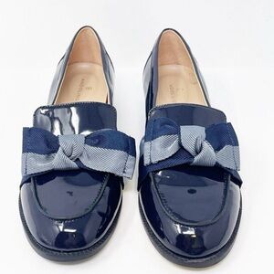 Navy Blue Bandolino Faux Patent Leather Bow Tie Loafers 🤗